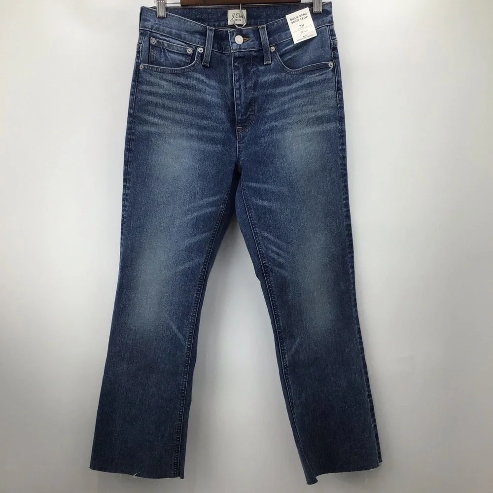 J. Crew Billie Demi Boot Crop Dark Blue Jeans